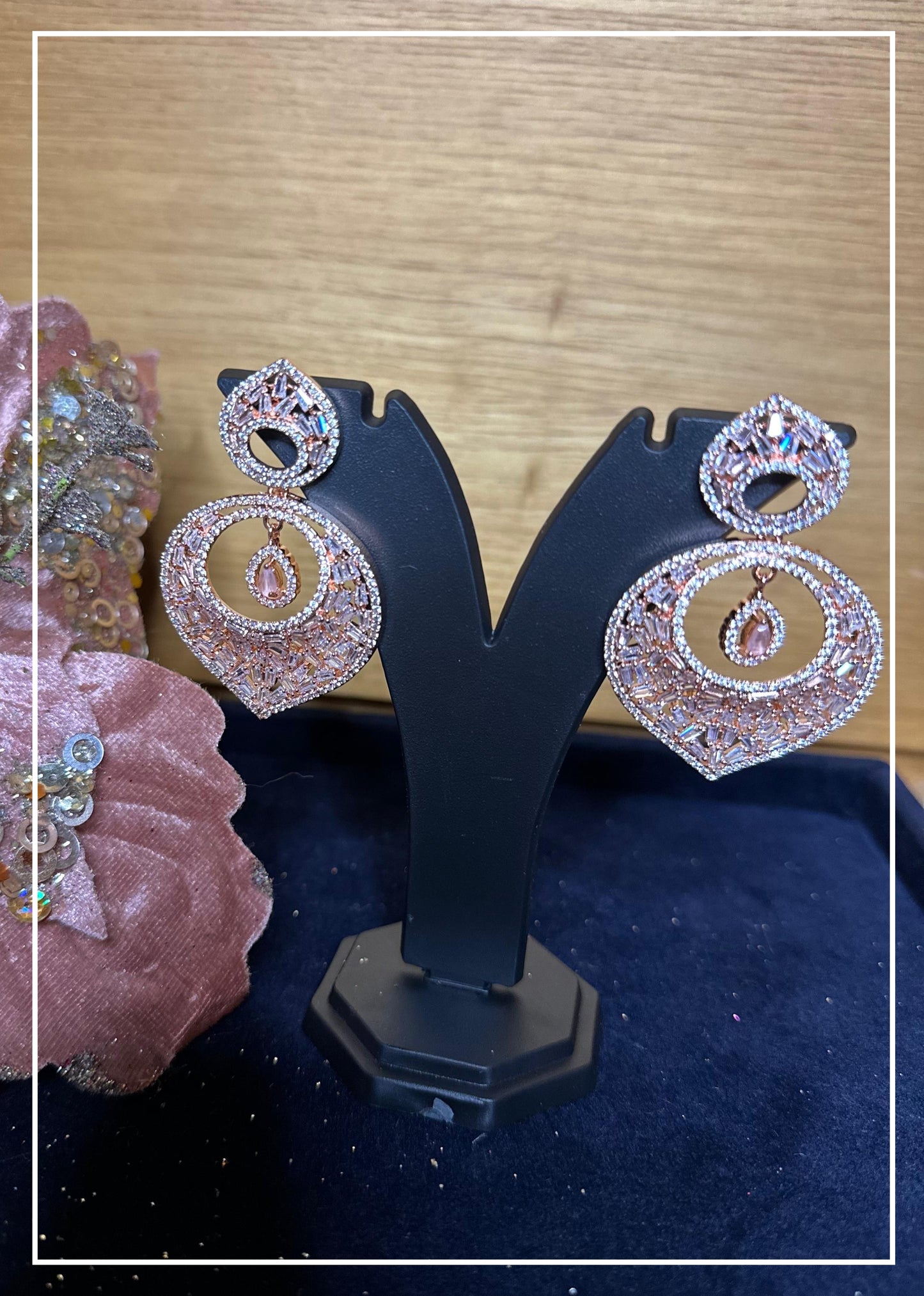 Crystal Betel Leaf AD Drop Earrings