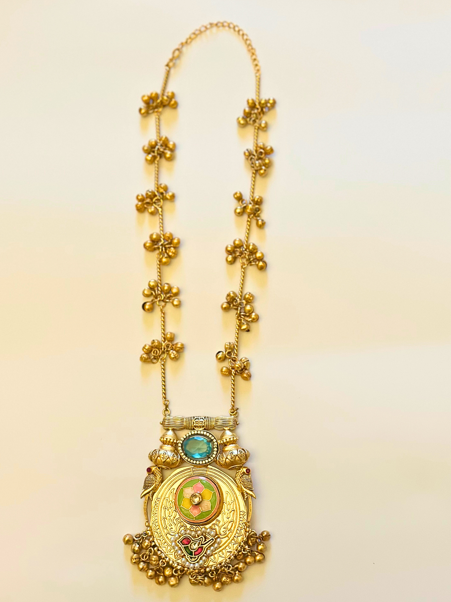 Paraksha Longchain Necklace set with Bell Accents and Earrings