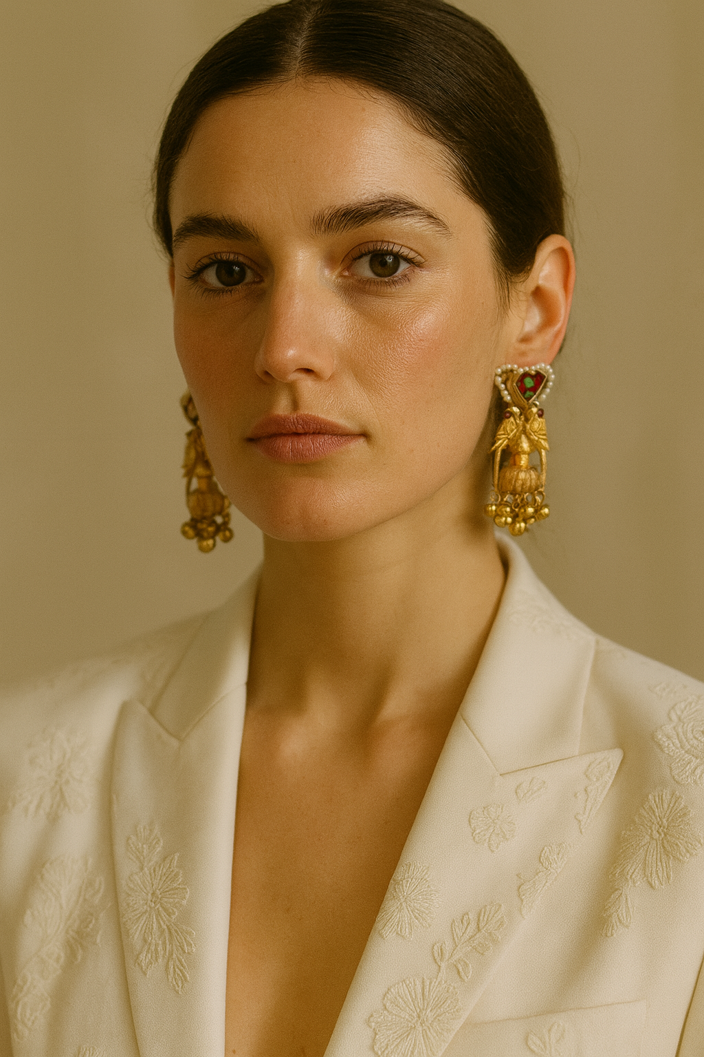 Paraksha Longchain Necklace set with Bell Accents and Earrings