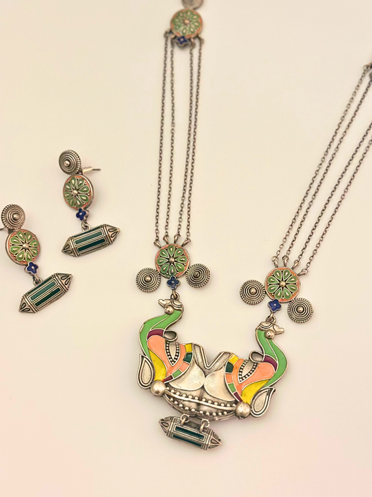 Tribal Tusker Statement Necklace Set with Earrings