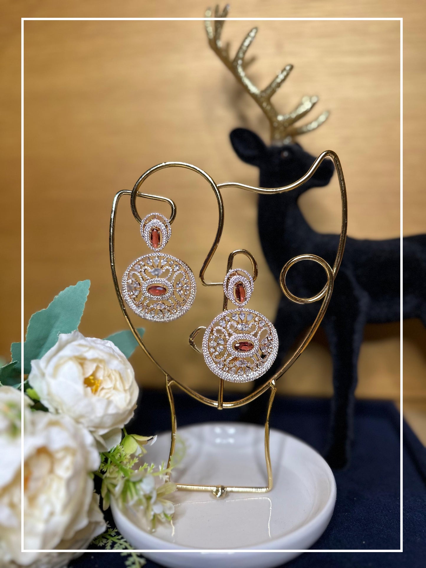 Pink Round AD drop Earrings