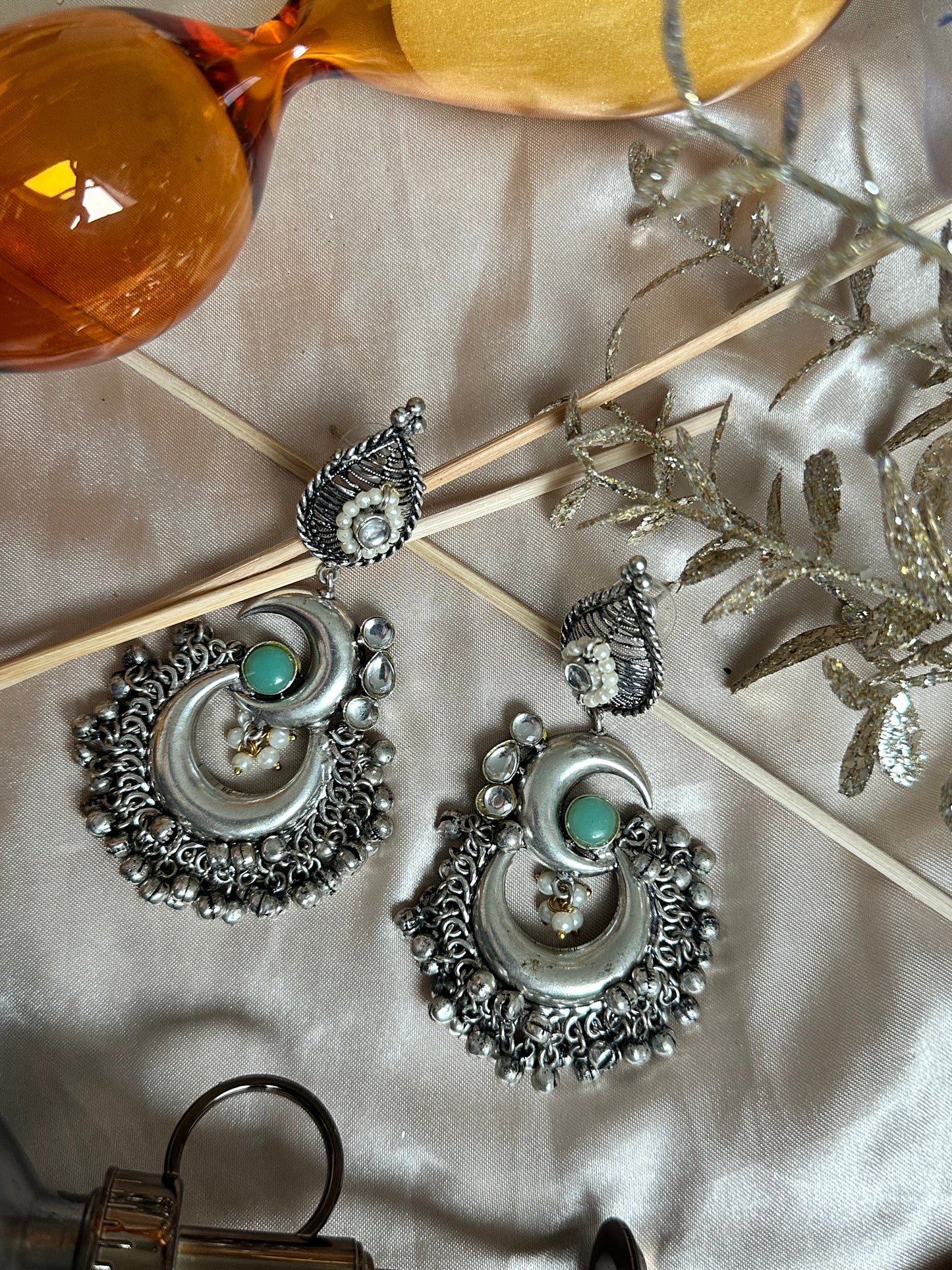 Crescent Moon Chandbali Earrings